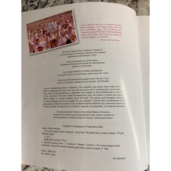 Fix-It and Forget-It Pink Cookbook Slow Cooker Recipes Avon Breast Cancer 2012 - Picture 3 of 8